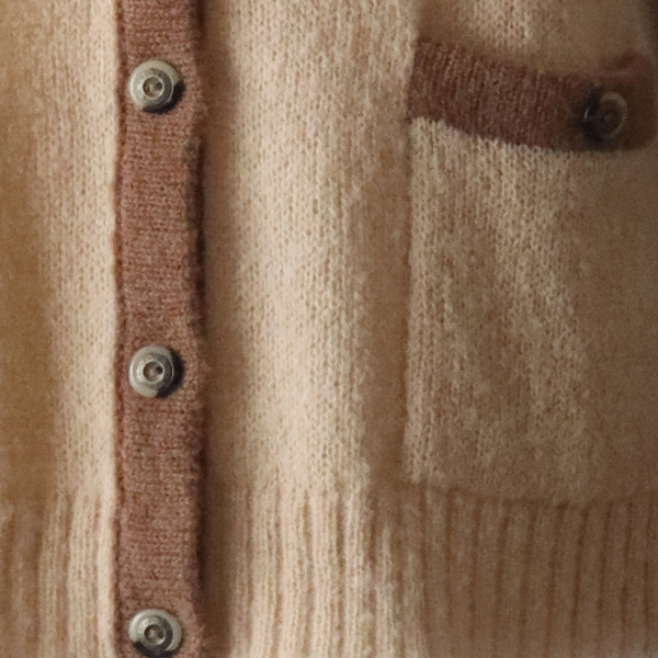 Women's cardigan, made of ultra soft luxury brushed yarn. Made in Peru by PFL knitwear.com