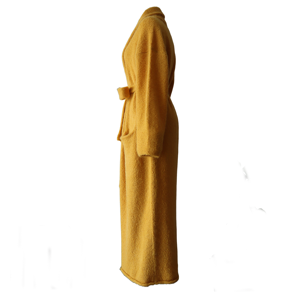 Cardigan Suri Alpaca Blend, long Non-Hooded or Hooded cardigan with belt. Made in Peru by PFL knitwear.com