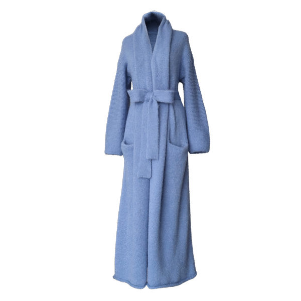 Cardigan Suri Alpaca Blend, long Non-Hooded or Hooded cardigan with belt. Made in Peru by PFL knitwear.com