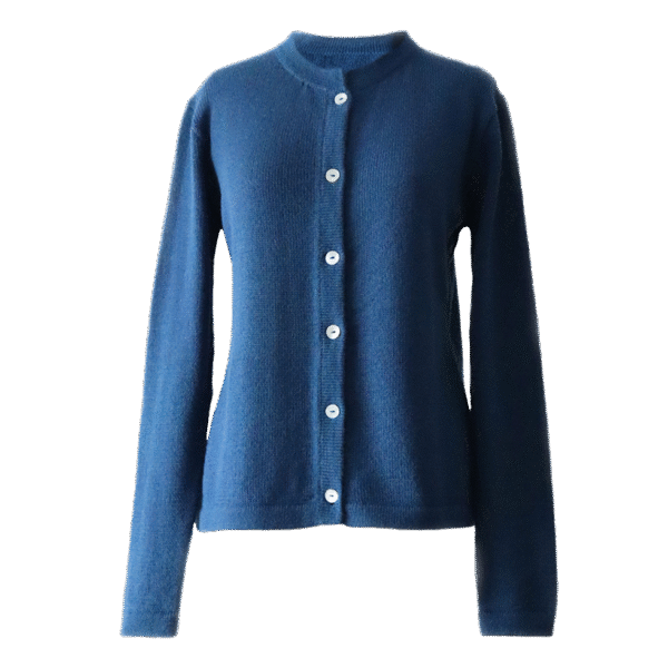 Women's classic cardigan with crew neck and button closure. Made in Peru by PFL knitwear