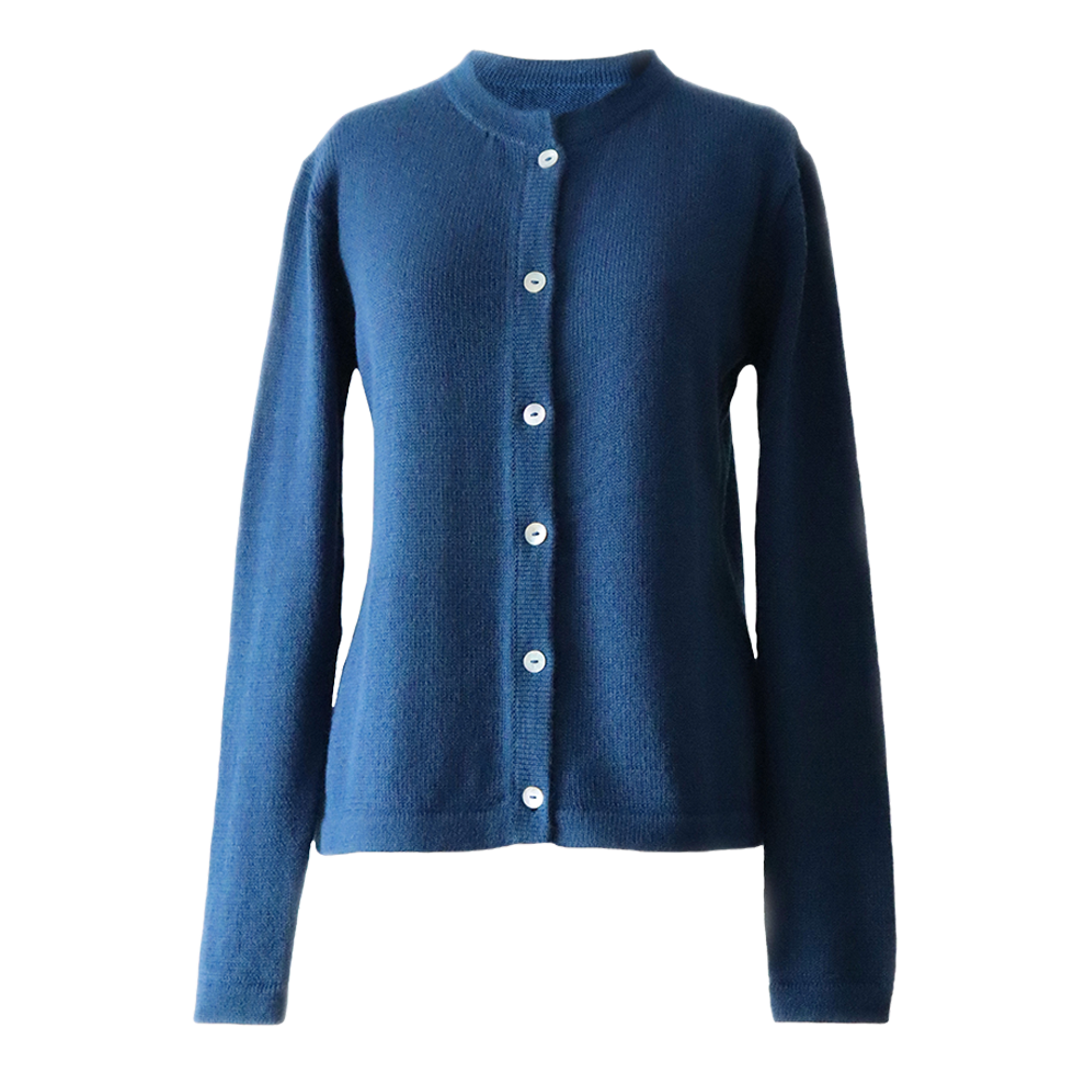 Women's classic cardigan with crew neck and button closure. Made in Peru by PFL knitwear Women's classic cardigan with crew neck and button closure. Made in Peru by PFL knitwear
