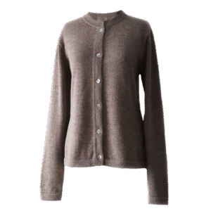 Women's classic cardigan with crew neck and button closure. Made in Peru by PFL knitwear