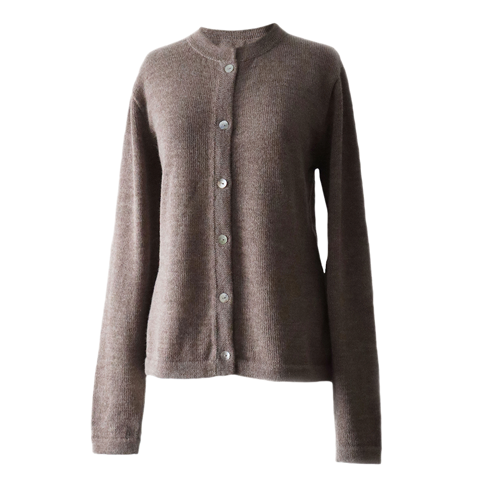 Women's classic cardigan with crew neck and button closure. Made in Peru by PFL knitwear Women's classic cardigan with crew neck and button closure. Made in Peru by PFL knitwear