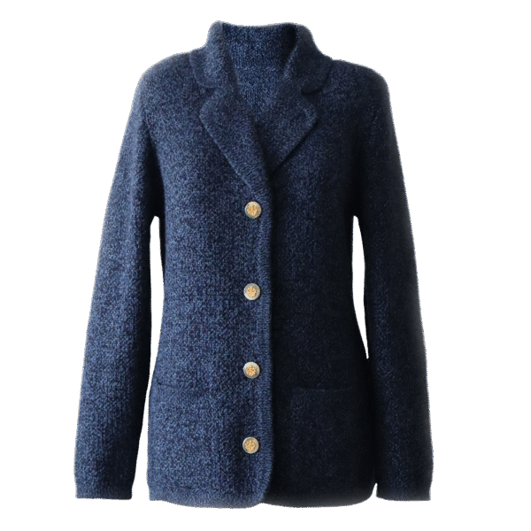 Women's knitted blazer cardigan, alpaca blend with button closure. Made in Peru by PFL knitwear