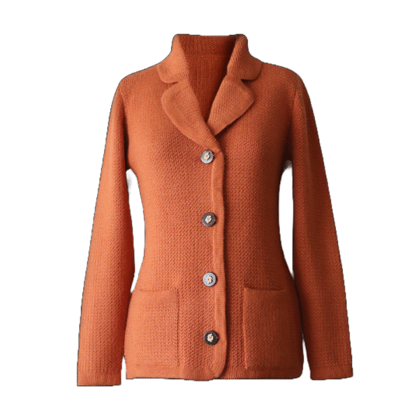 Women's knitted blazer cardigan, alpaca blend with button closure. Made in Peru by PFL knitwear