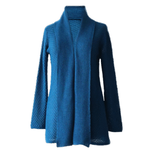 Women's shawl collar cardigan, 100% baby alpaca or royal alpaca. Made in Peru by PFL knitwear