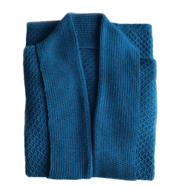 Women's shawl collar cardigan, 100% baby alpaca or royal alpaca. Made in Peru by PFL knitwear