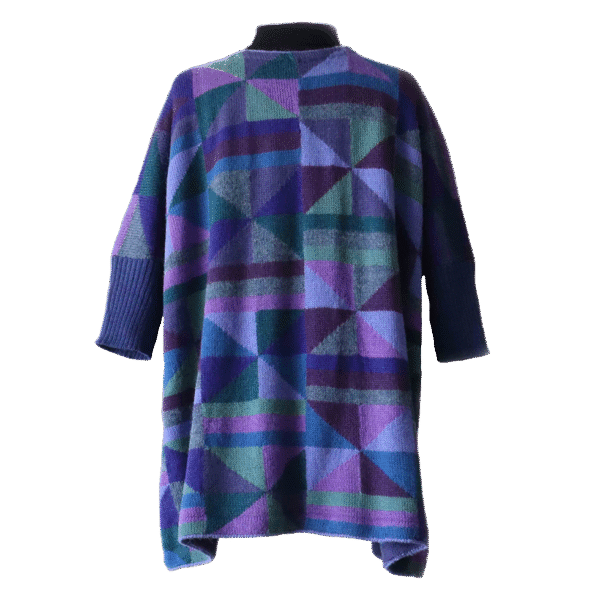 Women's wrap cardigan alpaca with 3 / 4 sleeves, graphic pattern. made in Peru by PFL knitwear