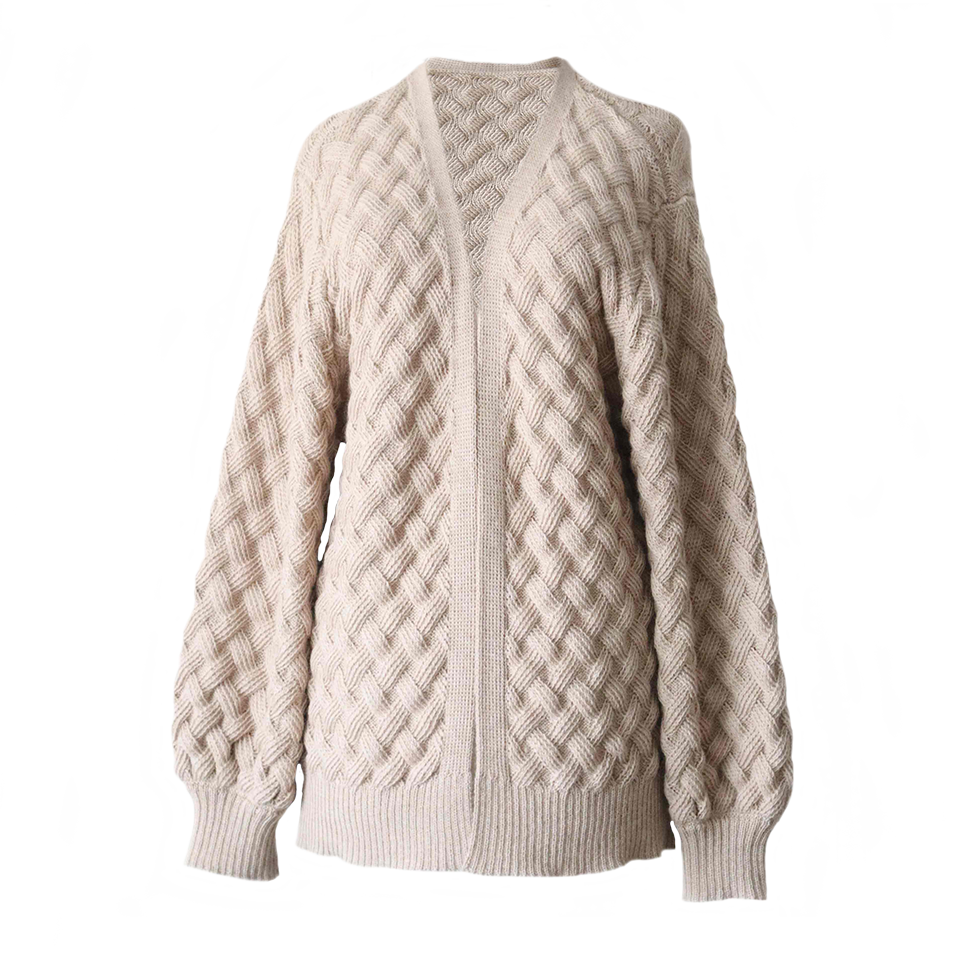 Women's open front cardigan, with braided all over pattern. Made in Peru by PFL knitwear Women's open front cardigan, with braided all over pattern. Made in Peru by PFL knitwear