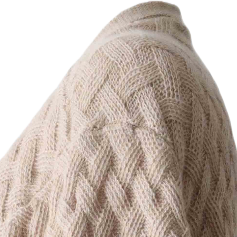 Women's open front cardigan, with braided all over pattern. Made in Peru by PFL knitwear Women's open front cardigan, with braided all over pattern. Made in Peru by PFL knitwear