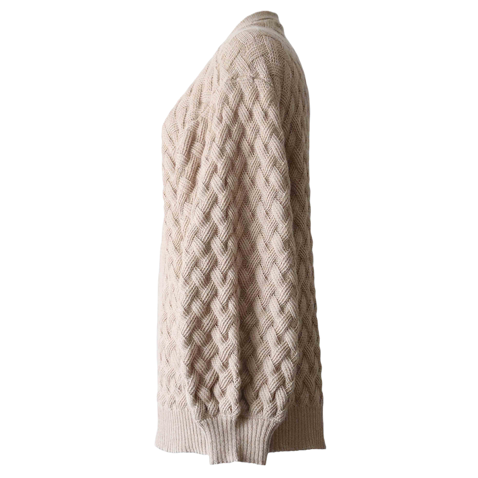 Women's open front cardigan, with braided all over pattern. Made in Peru by PFL knitwear Women's open front cardigan, with braided all over pattern. Made in Peru by PFL knitwear