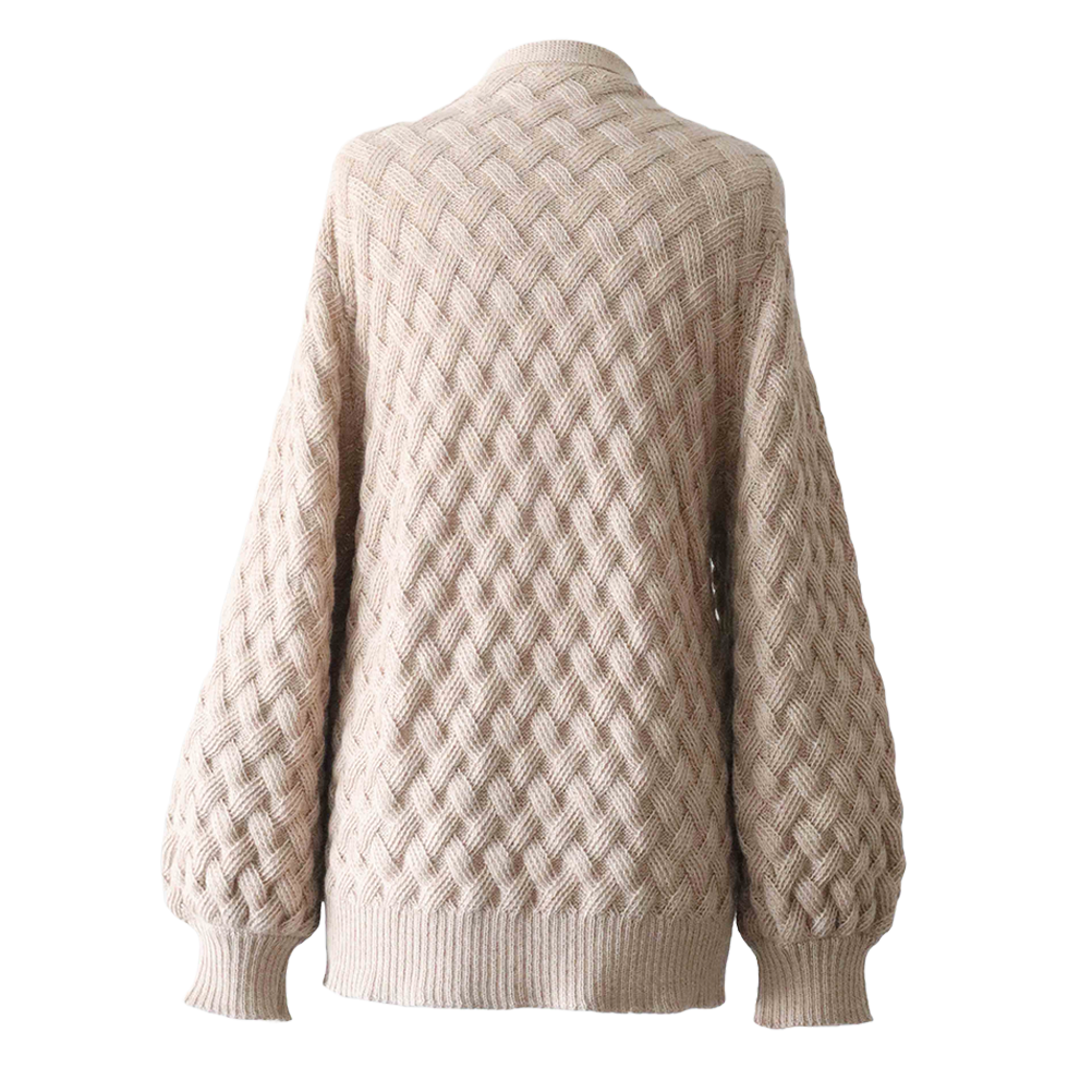 Women's open front cardigan, with braided all over pattern. Made in Peru by PFL knitwear Women's open front cardigan, with braided all over pattern. Made in Peru by PFL knitwear