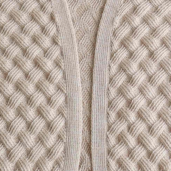 Women's open front cardigan, with braided all over pattern. Made in Peru by PFL knitwear