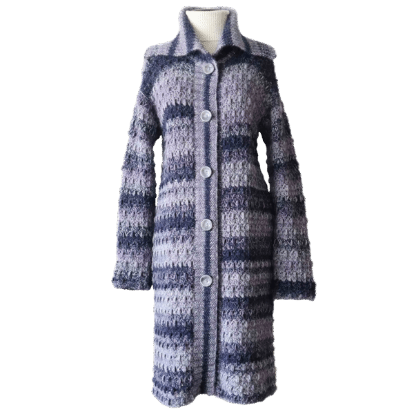 Women's cardigan chunky knitted, high collar cardigan, button closure. Made in Peru by PFL knitwear