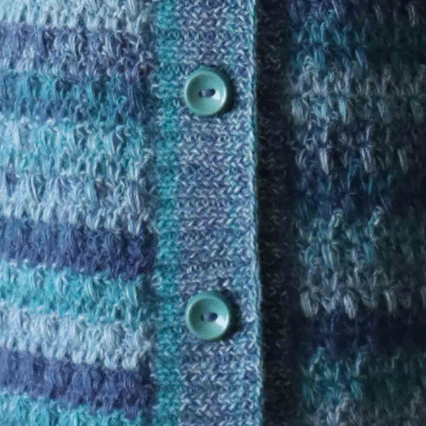 Women's cardigan chunky knitted, high collar cardigan, button closure. Made in Peru by PFL knitwear