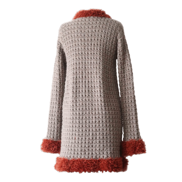Women's Cardigan baby alpaca with contrasting edges, taupe / tan. Made in Peru by PFL knitwear