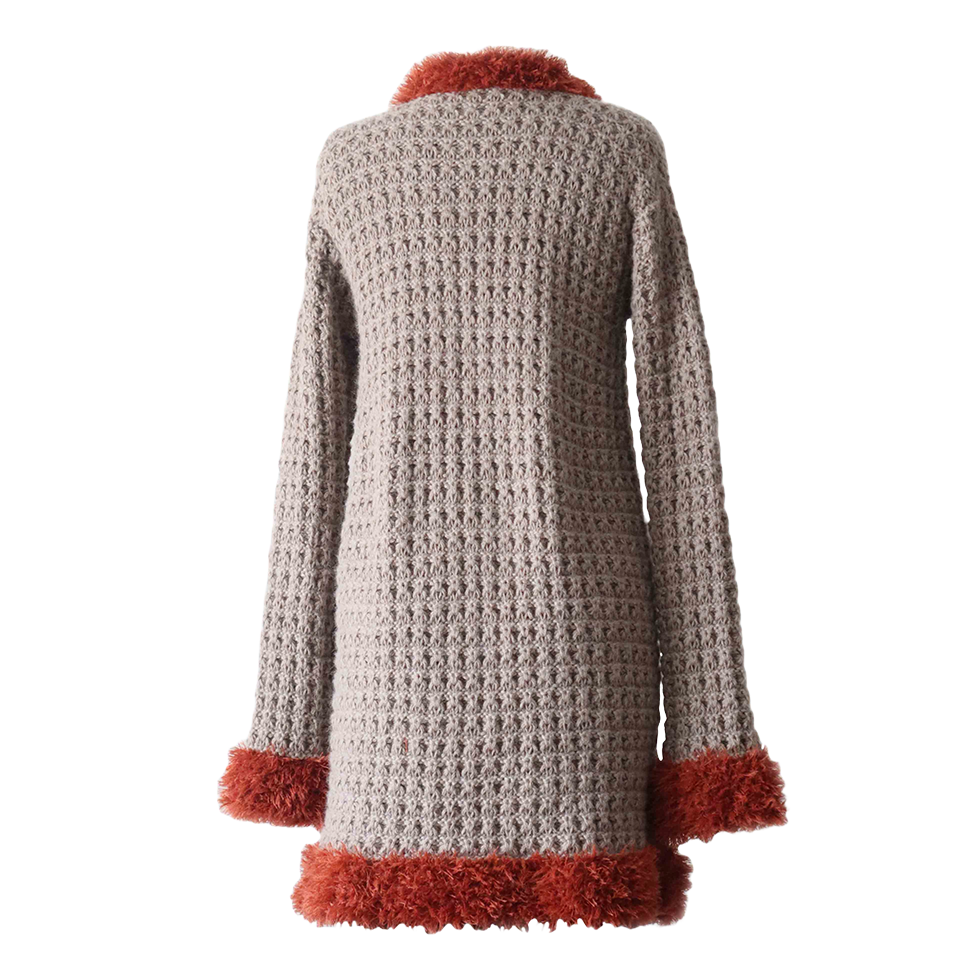 Women's Cardigan baby alpaca with contrasting edges, taupe / tan. Made in Peru by PFL knitwear Women's Cardigan baby alpaca with contrasting edges, taupe / tan. Made in Peru by PFL knitwear