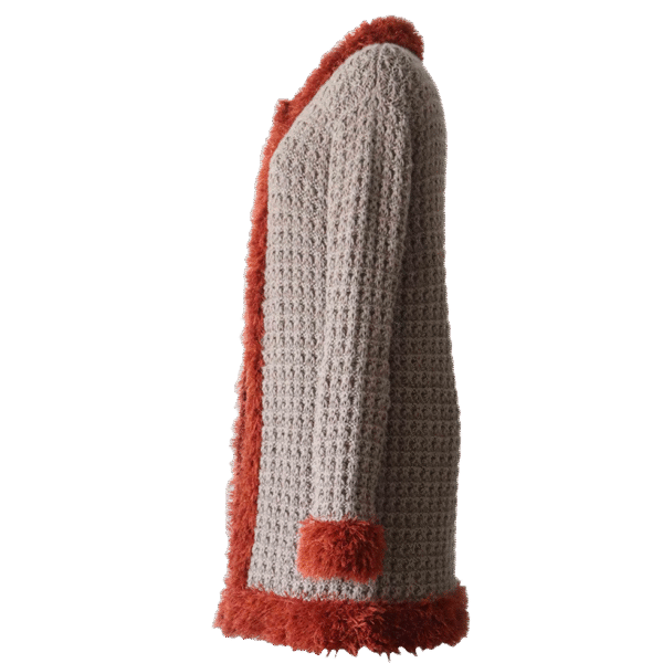 Women's Cardigan baby alpaca with contrasting edges, taupe / tan. Made in Peru by PFL knitwear