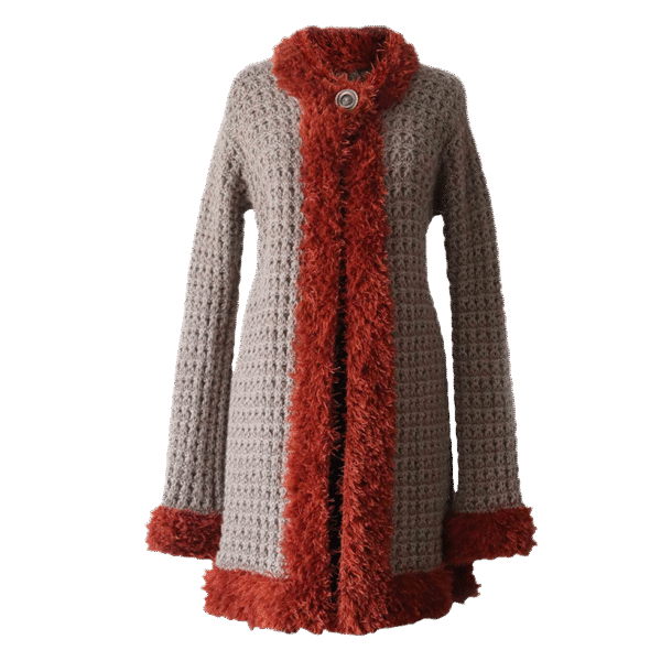 Women's Cardigan baby alpaca with contrasting edges, taupe / tan. Made in Peru by PFL knitwear
