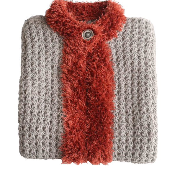 Women's Cardigan baby alpaca with contrasting edges, taupe / tan. Made in Peru by PFL knitwear