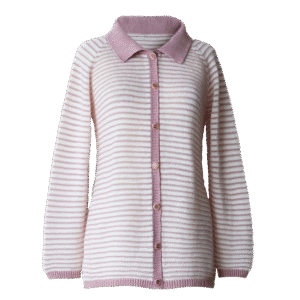 Women's cardigan with relief knitted stripes and button closure. Made in Peru by PFL knitwear