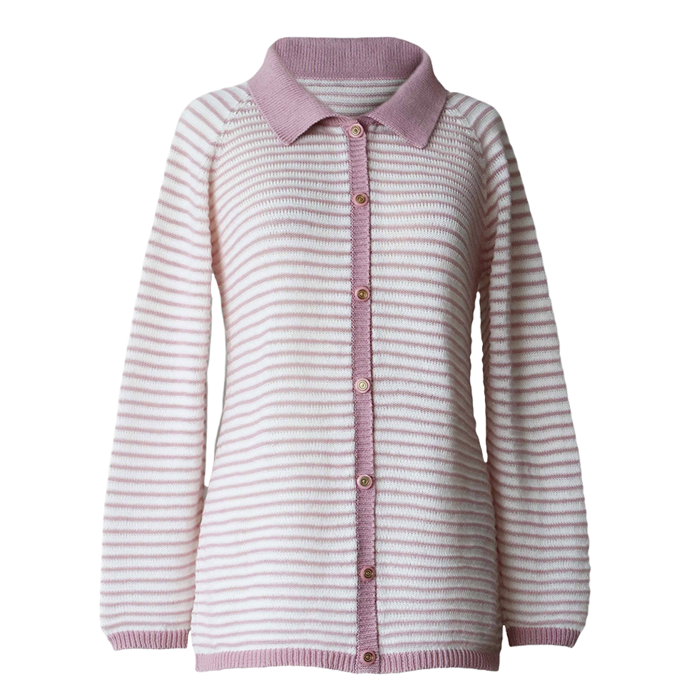 Women's cardigan with relief knitted stripes and button closure. Made in Peru by PFL knitwear Women's cardigan with relief knitted stripes and button closure. Made in Peru by PFL knitwear