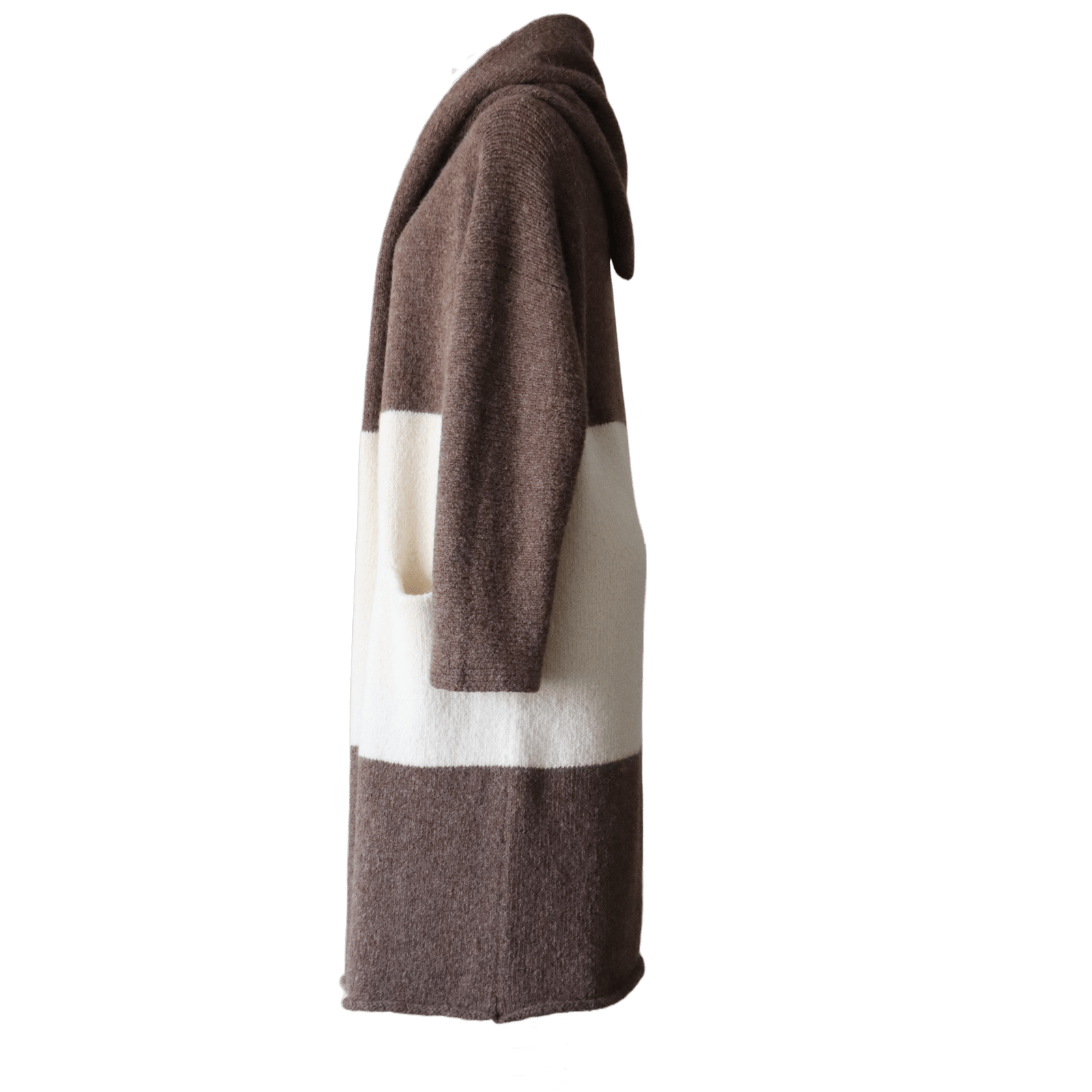 22-1Capote Coat, alpaca blend, long cardigan felted two or three color version. Made in Peru by PFL knitwear Capote Coat, alpaca blend, long cardigan felted two or three color version. Made in Peru by PFL knitwear