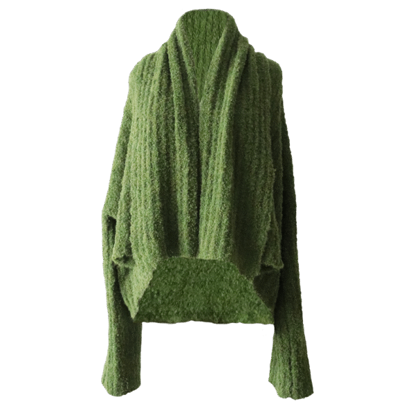 Women's bouclé cardigan, two in one soft cardigan wear it short or long. Made in Peru by PFL knitwear