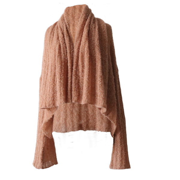 Women's bouclé cardigan, two in one soft cardigan wear it short or long. Made in Peru by PFL knitwear