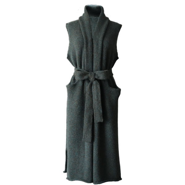 Felted waist coat, alpaca 60% blend, felted sleeveless open cardigan. Made in Peru by PFL knitwear