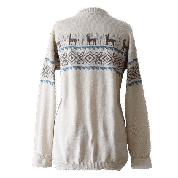 Unisex Sweater pullover baby alpaca blend handknitted with llama pattern, Made in Peru by PFL Knitwear