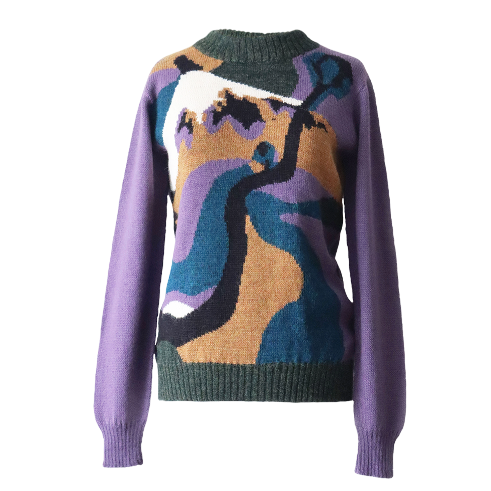 Women's sweater alpaca with intarsia knitted pattern on the front. Made in Peru .by PFL knitwear Women's sweater alpaca with intarsia knitted pattern on the front. Made in Peru .by PFL knitwear