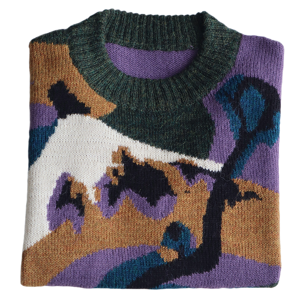 Women's sweater alpaca with intarsia knitted pattern on the front. Made in Peru .by PFL knitwear Women's sweater alpaca with intarsia knitted pattern on the front. Made in Peru .by PFL knitwear