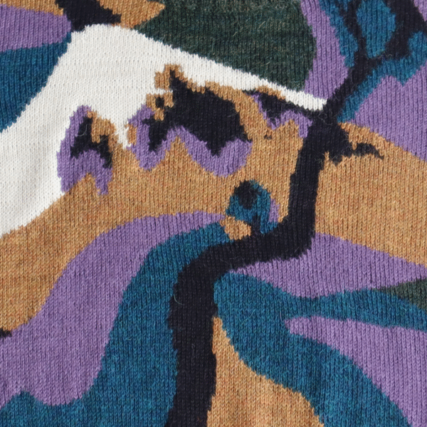 Women's sweater alpaca with intarsia knitted pattern on the front. Made in Peru .by PFL knitwear