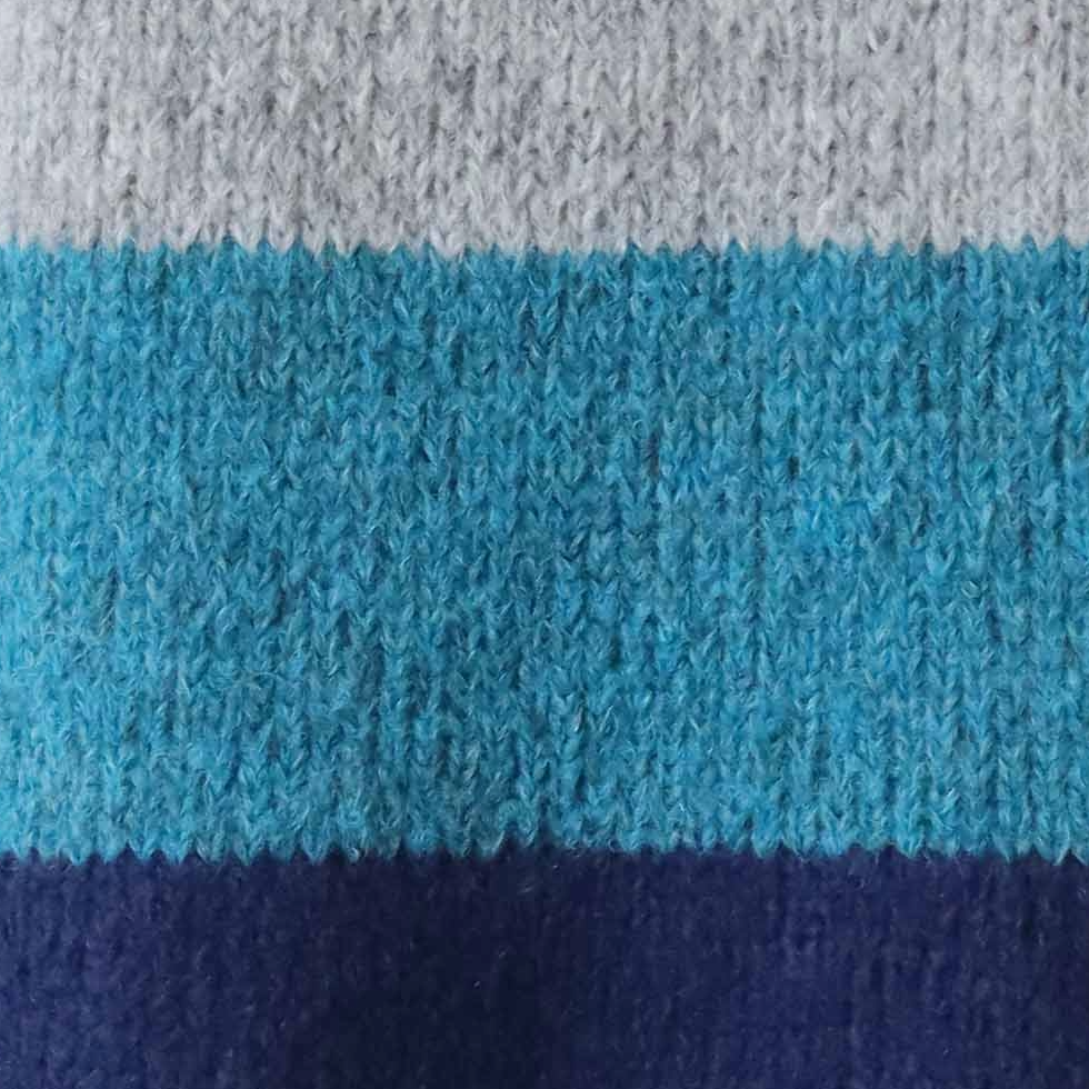 Women's sweater, in soft brushed alpaca blend, five color stripe design Made in Peru by PFL knitwear Women's sweater, in soft brushed alpaca blend, five color stripe design Made in Peru by PFL knitwear