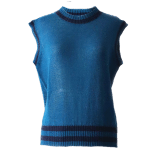Women's sleeveless sweater 100% royal alpaca color blue with stripes. Made in Peru by PFL knitwear