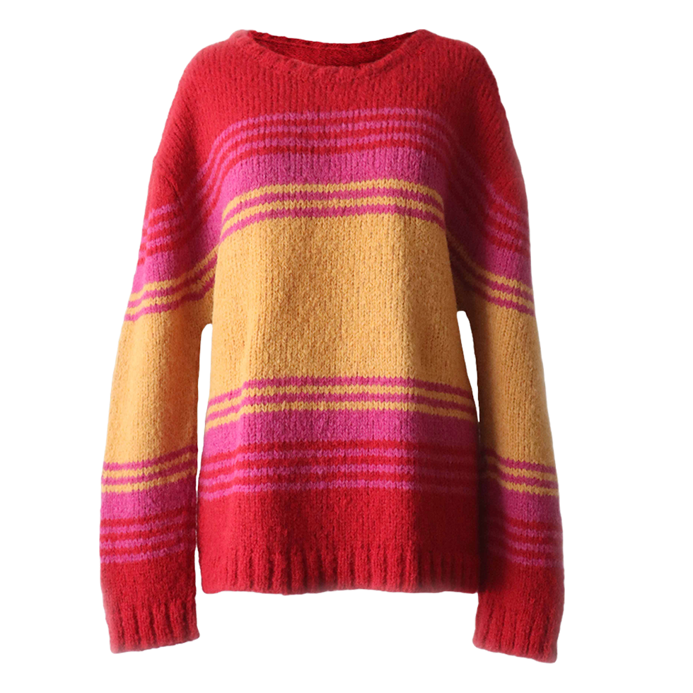Women's sweater, in soft brushed alpaca blend, three color striped design. Made in Peru by PFL knitwear Women's sweater, in soft brushed alpaca blend, three color striped design. Made in Peru by PFL knitwear