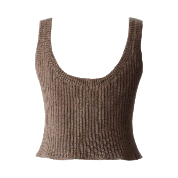Women's knitted tank top, with rib pattern baby or royal alpaca. Made in Peru by PFL knitwear