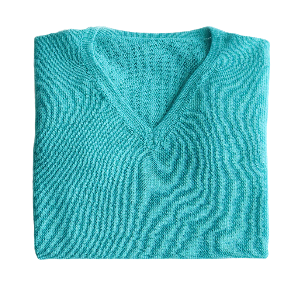 Women's sweater, with V-neck and contrasting stripes at the bottom edge. Made in Peru by PFL knitwear Women's sweater, with V-neck and contrasting stripes at the bottom edge. Made in Peru by PFL knitwear