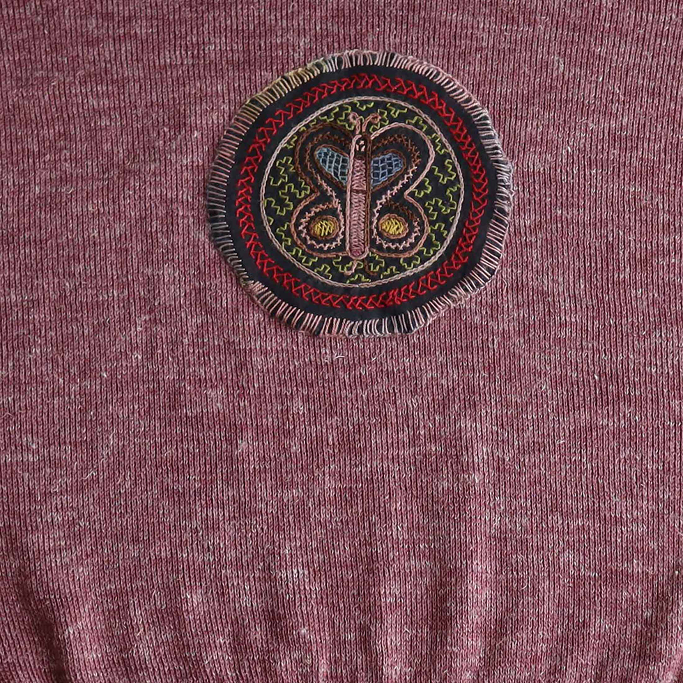 Women's sweater, with stitched embroidered detail on the back side. Made in Peru by PFL knitwear Women's sweater, with stitched embroidered detail on the back side. Made in Peru by PFL knitwear