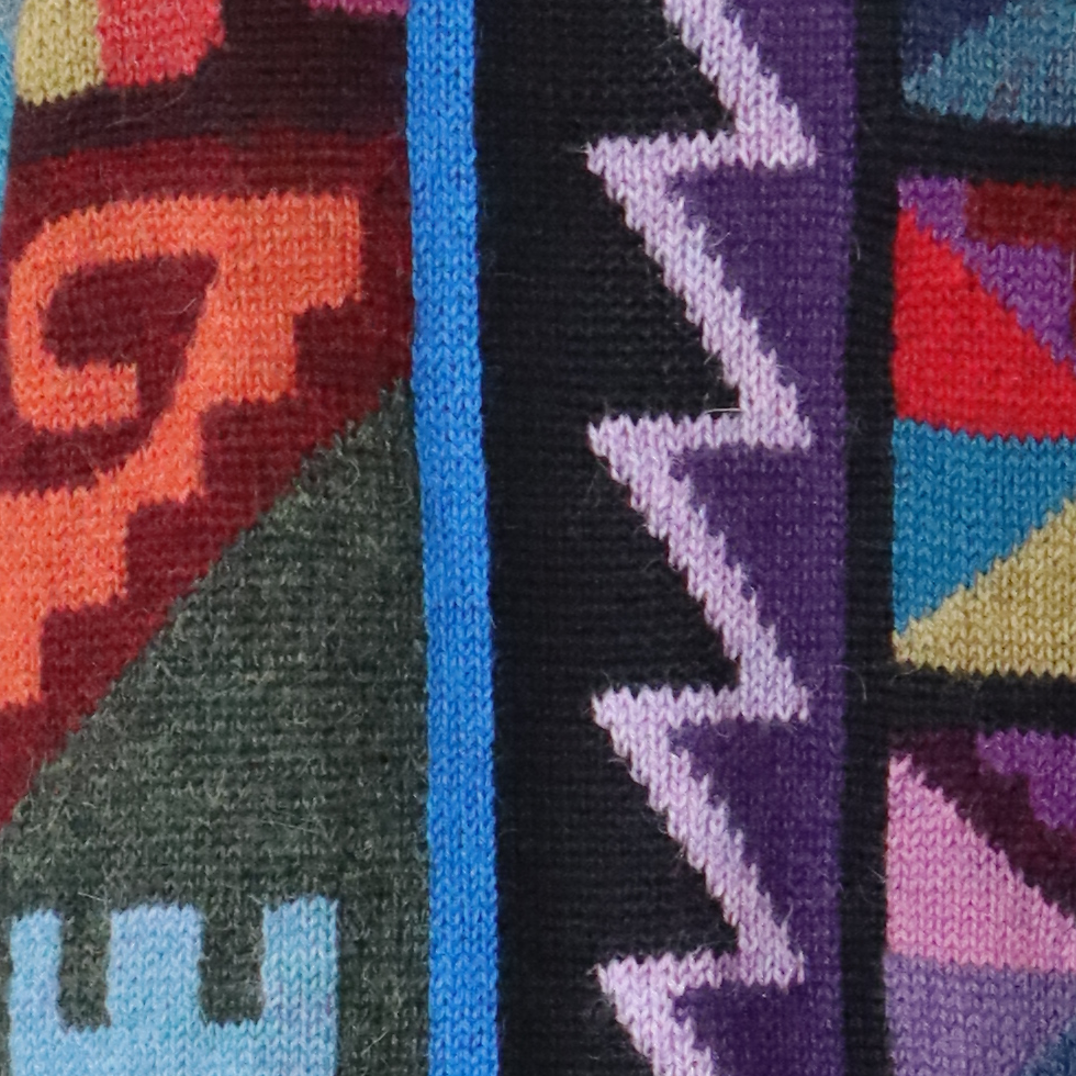 Unisex Alpaca Sweater Intarsia knitted with Graphic Design, multicolor Made in Peru by PFL knitwear Unisex Alpaca Sweater Intarsia knitted with Graphic Design, multicolor Made in Peru by PFL knitwear