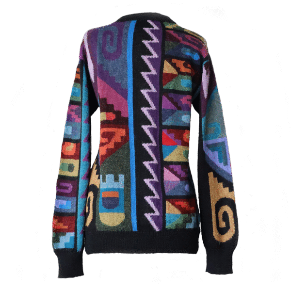Unisex Alpaca Sweater Intarsia knitted with Graphic Design, multicolor Made in Peru by PFL knitwear
