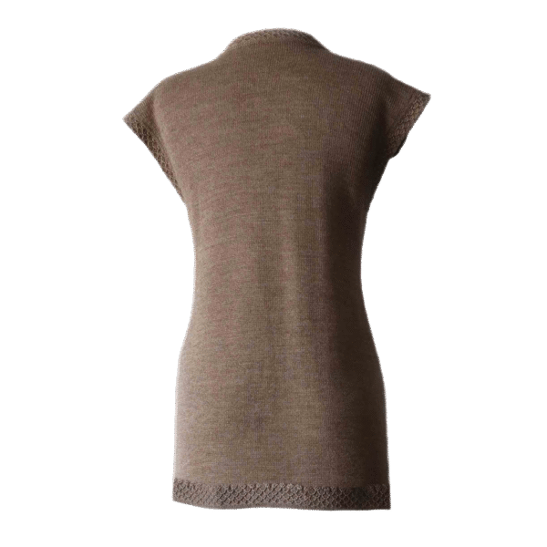 Women's alpaca sweater with short cap sleeves, crew or V-neck. Made in Peru by PFL knitwear