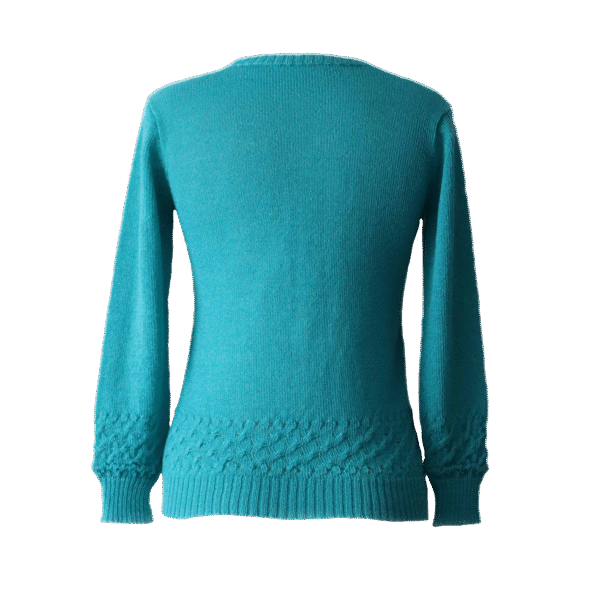 Women's sweater, with crew neck and cable details at the bottom edge. Made In Peru by PFL knitwear