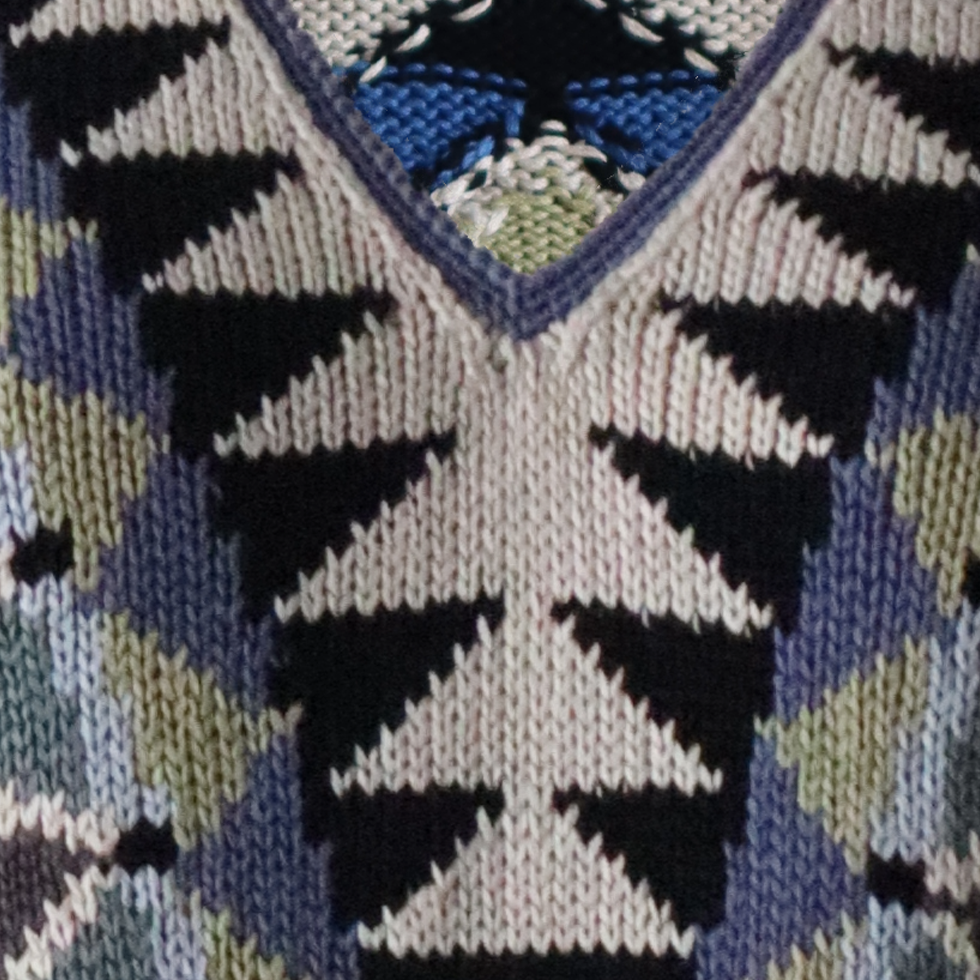 Women's Cotton Sweater | Hand-Knitted Pullover | Multicolor Intarsia Graphic Design. Made in Peru by PFL knitwear Women's Cotton Sweater | Hand-Knitted Pullover | Multicolor Intarsia Graphic Design. Made in Peru by PFL knitwear