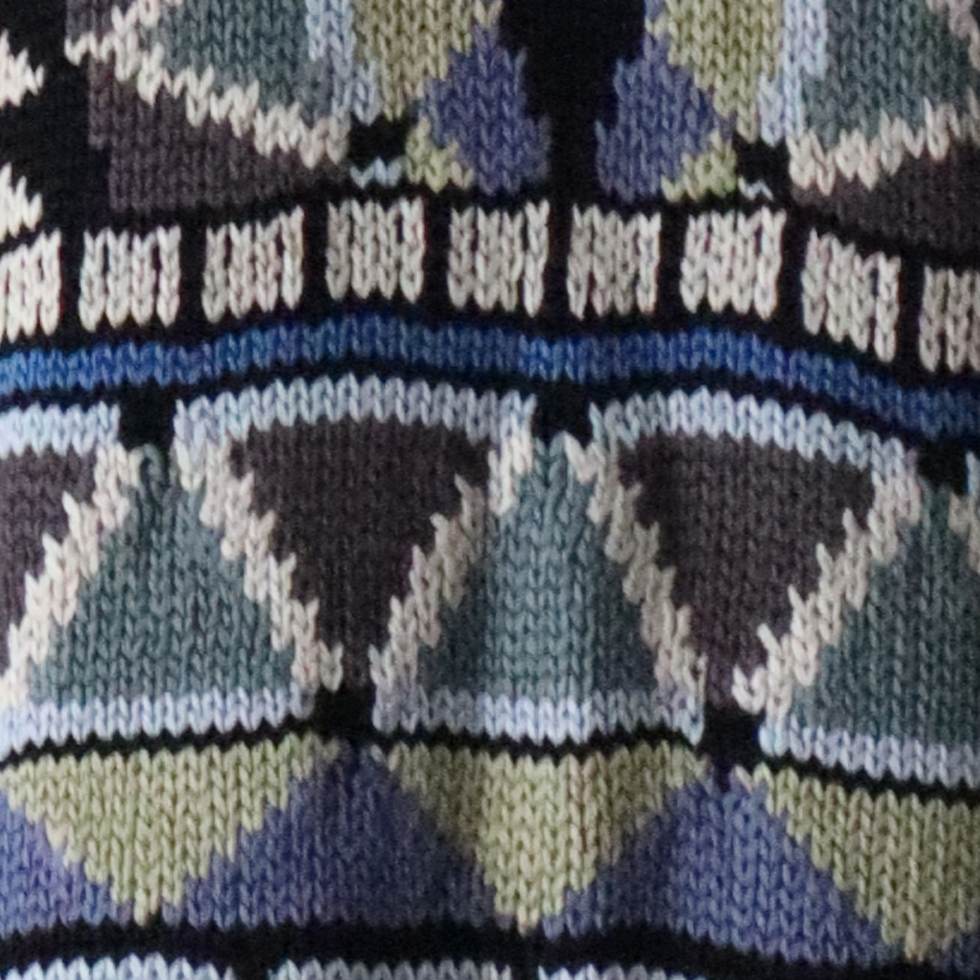 Women's Cotton Sweater | Hand-Knitted Pullover | Multicolor Intarsia Graphic Design. Made in Peru by PFL knitwear Women's Cotton Sweater | Hand-Knitted Pullover | Multicolor Intarsia Graphic Design. Made in Peru by PFL knitwear