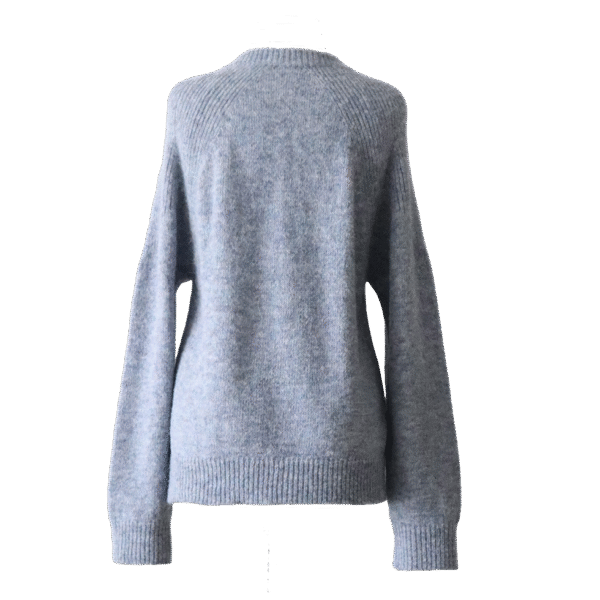 Women's classic sweater with crew neck and rib details, solid color. Made in Peru by PFL knitwear