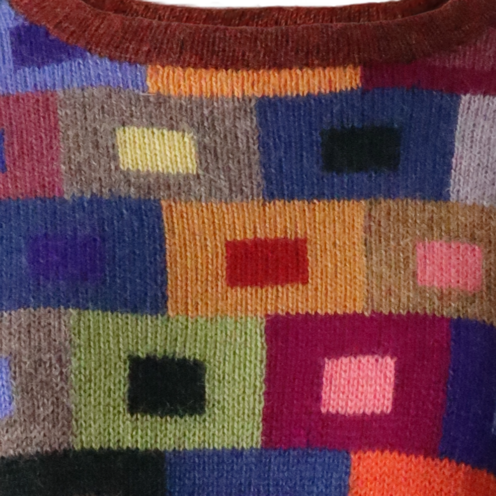 Women's sweater intarsia hand knitted, 100% alpaca multi color Made in Peru by PFL knitwear Women's sweater intarsia hand knitted, 100% alpaca multi color Made in Peru by PFL knitwear