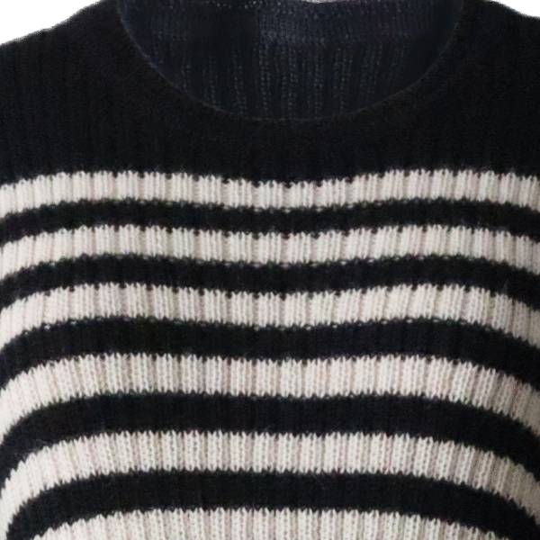 Women's sweater striped, 2 color design with crew neck. made in Peru by PFL knitwear