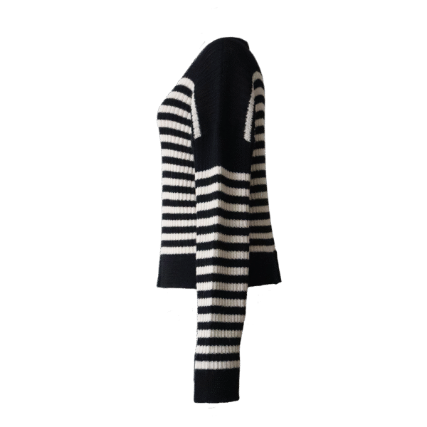 Women's sweater striped, 2 color design with crew neck. made in Peru by PFL knitwear
